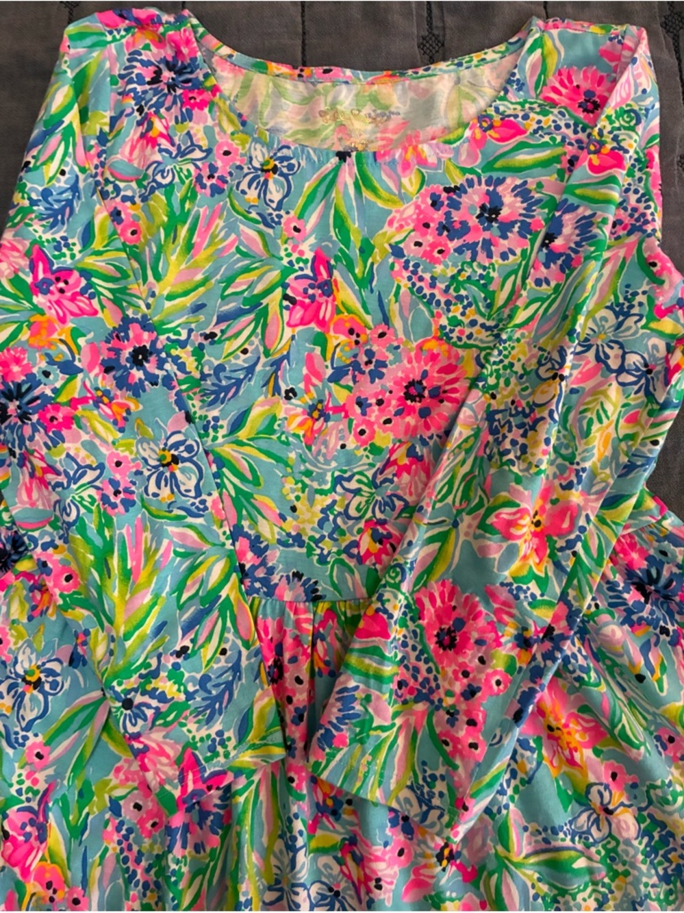 Lilly Pulitzer Floral Long Sleeve Dress AdultXXS Kids 12-16 Pink Vacation NWOT